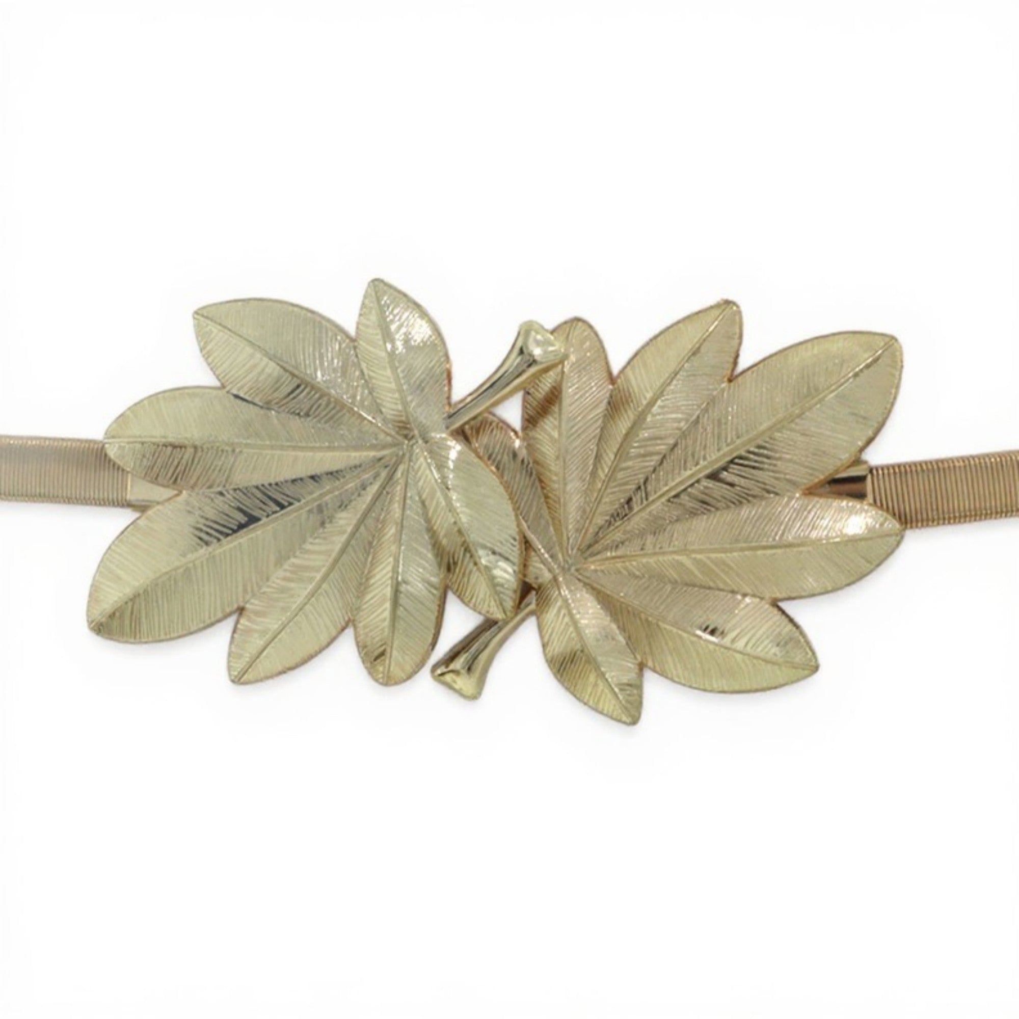 Anna-Kaci Women's Slim Metal Leaf Accent Waist Belt Decorative Fashion Belt