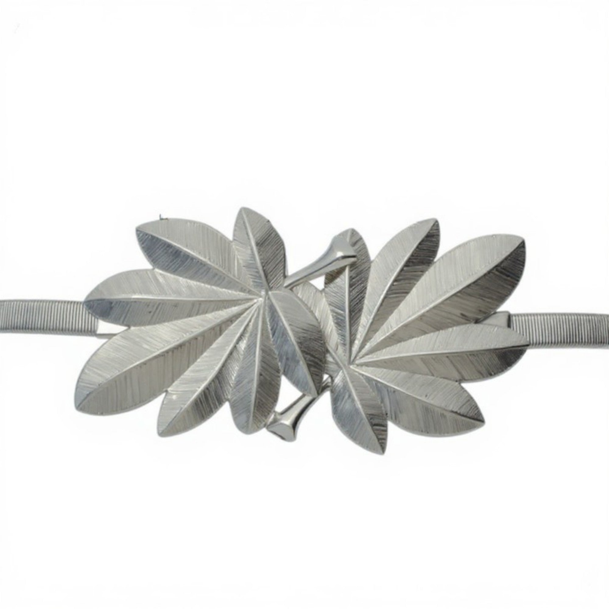 Anna-Kaci Women's Slim Metal Leaf Accent Waist Belt Decorative Fashion Belt