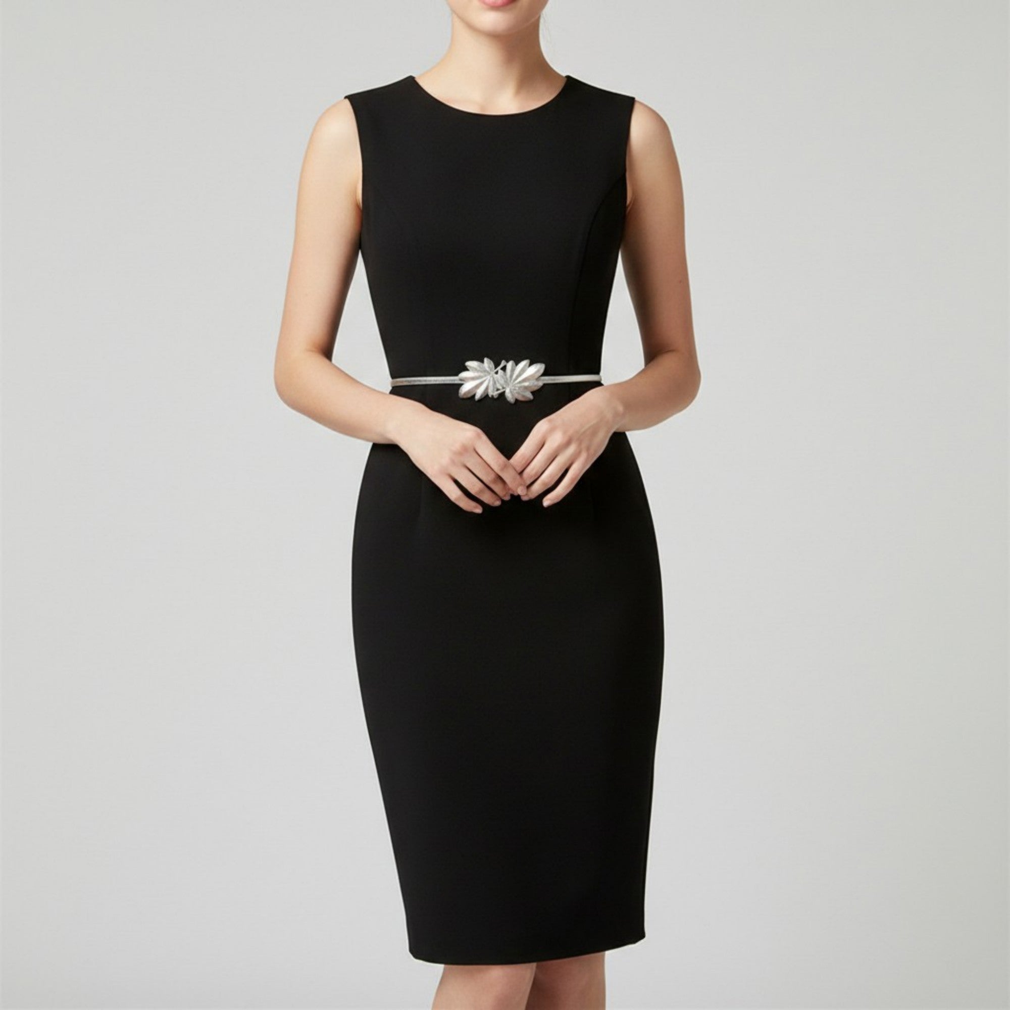 Anna-Kaci Women's Slim Metal Leaf Accent Waist Belt Decorative Fashion Belt