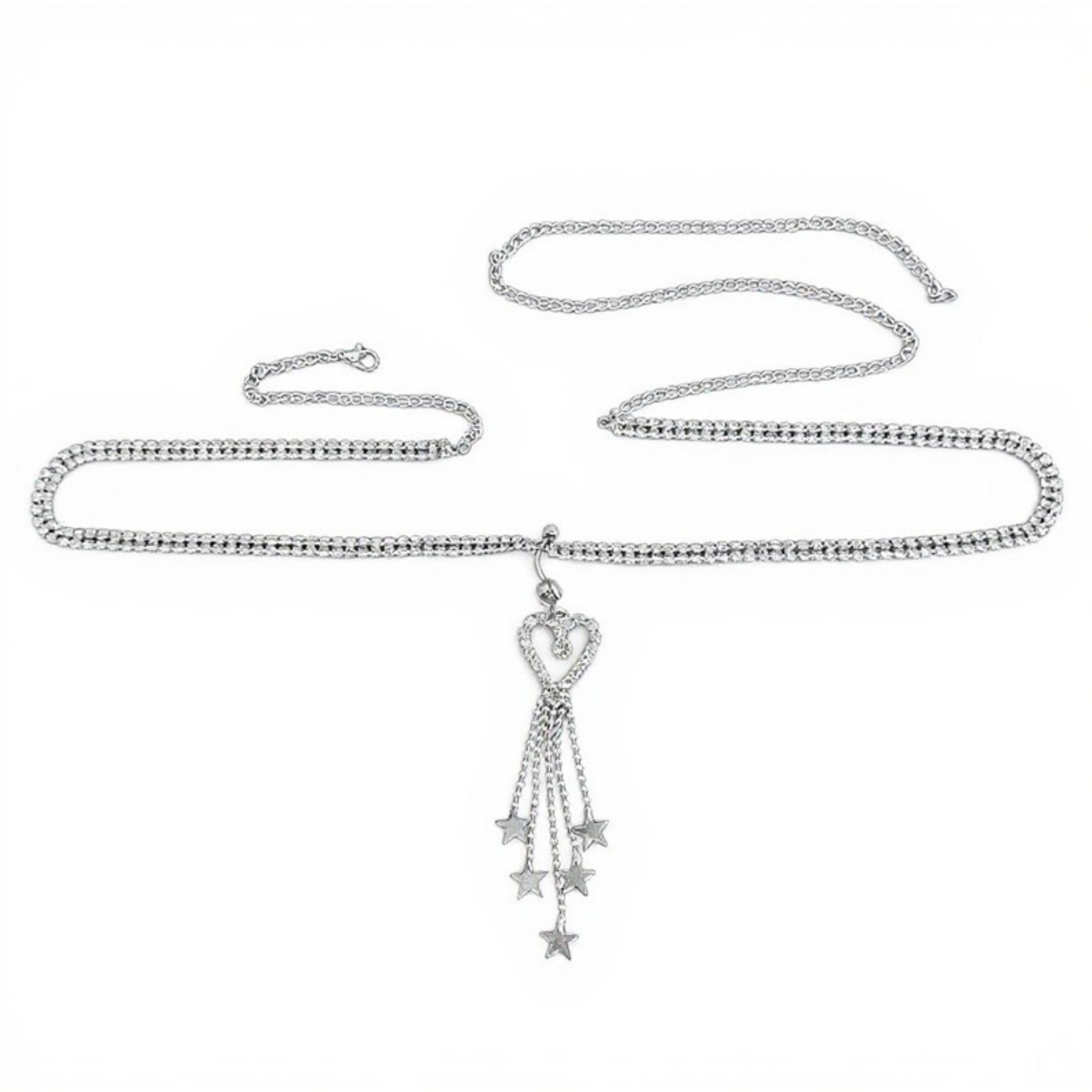 Anna-Kaci Women's Rhinestone Butterfly Charm Waist Belt with Drop Chain Decorative Fashion Accessory