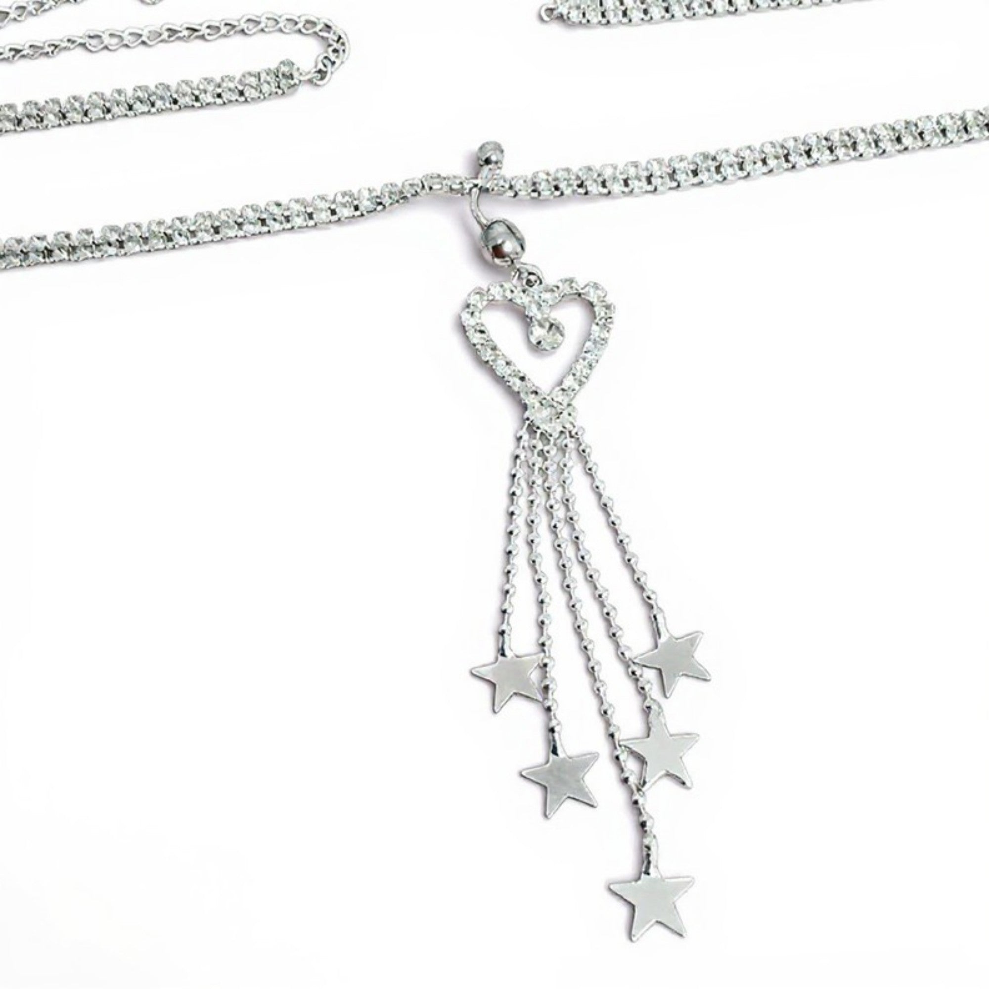 Anna-Kaci Women's Rhinestone Butterfly Charm Waist Belt with Drop Chain Decorative Fashion Accessory