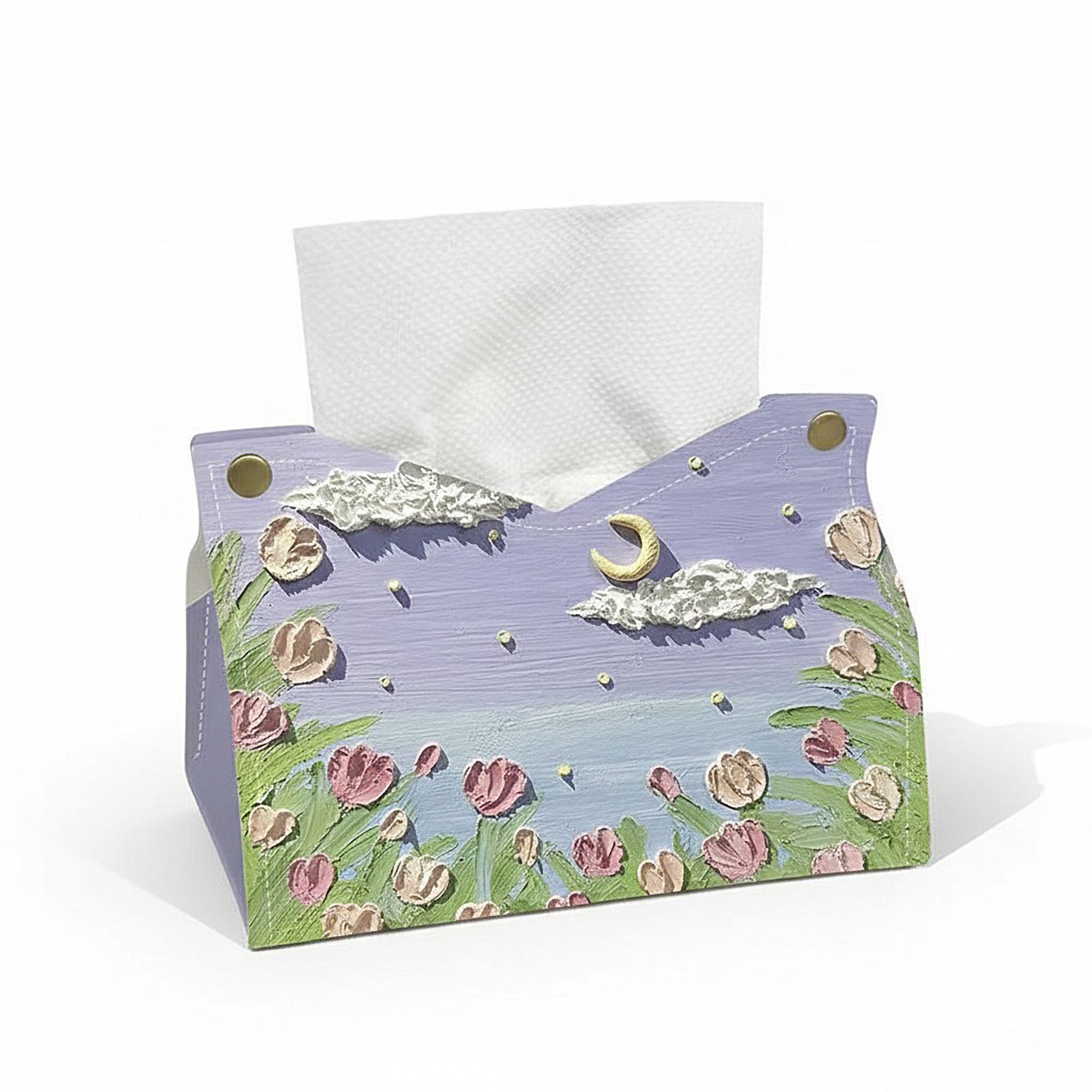 Anna-Kaci 3-Piece Floral Decorative Tissue Box Cover with Painted Tulip Design