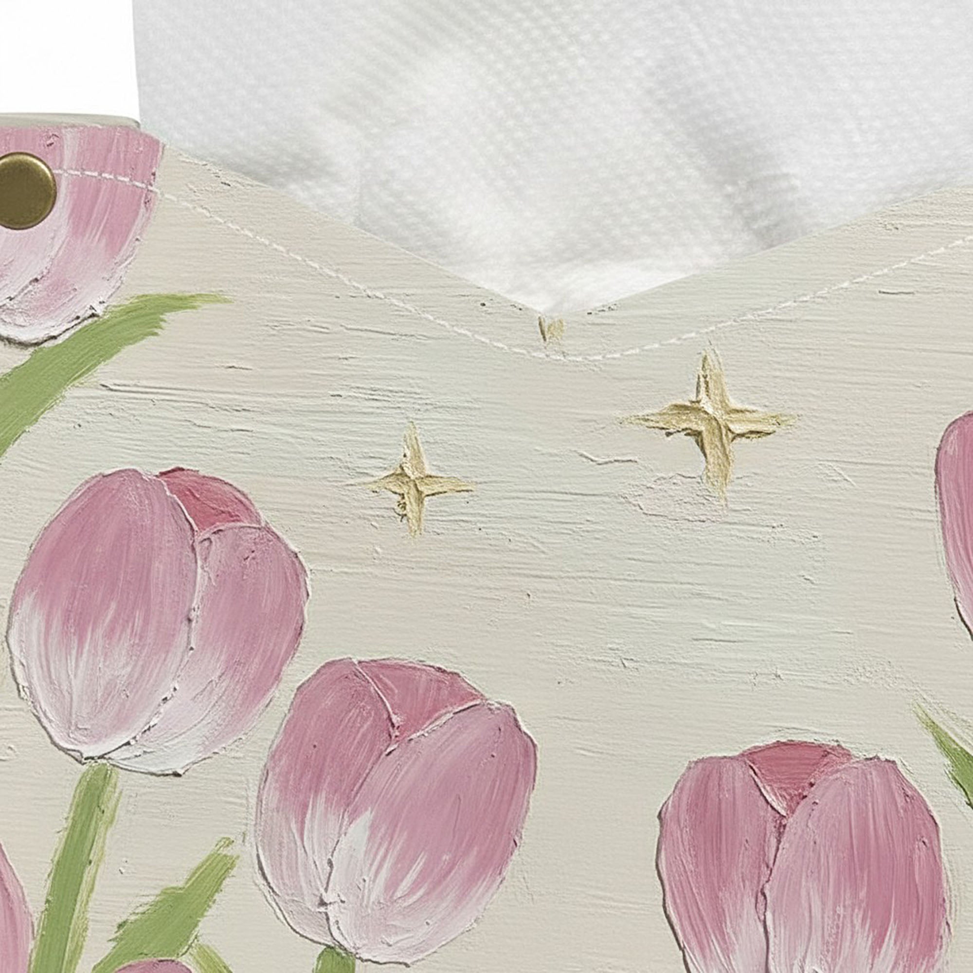 Anna-Kaci 3-Piece Floral Decorative Tissue Box Cover with Painted Tulip Design