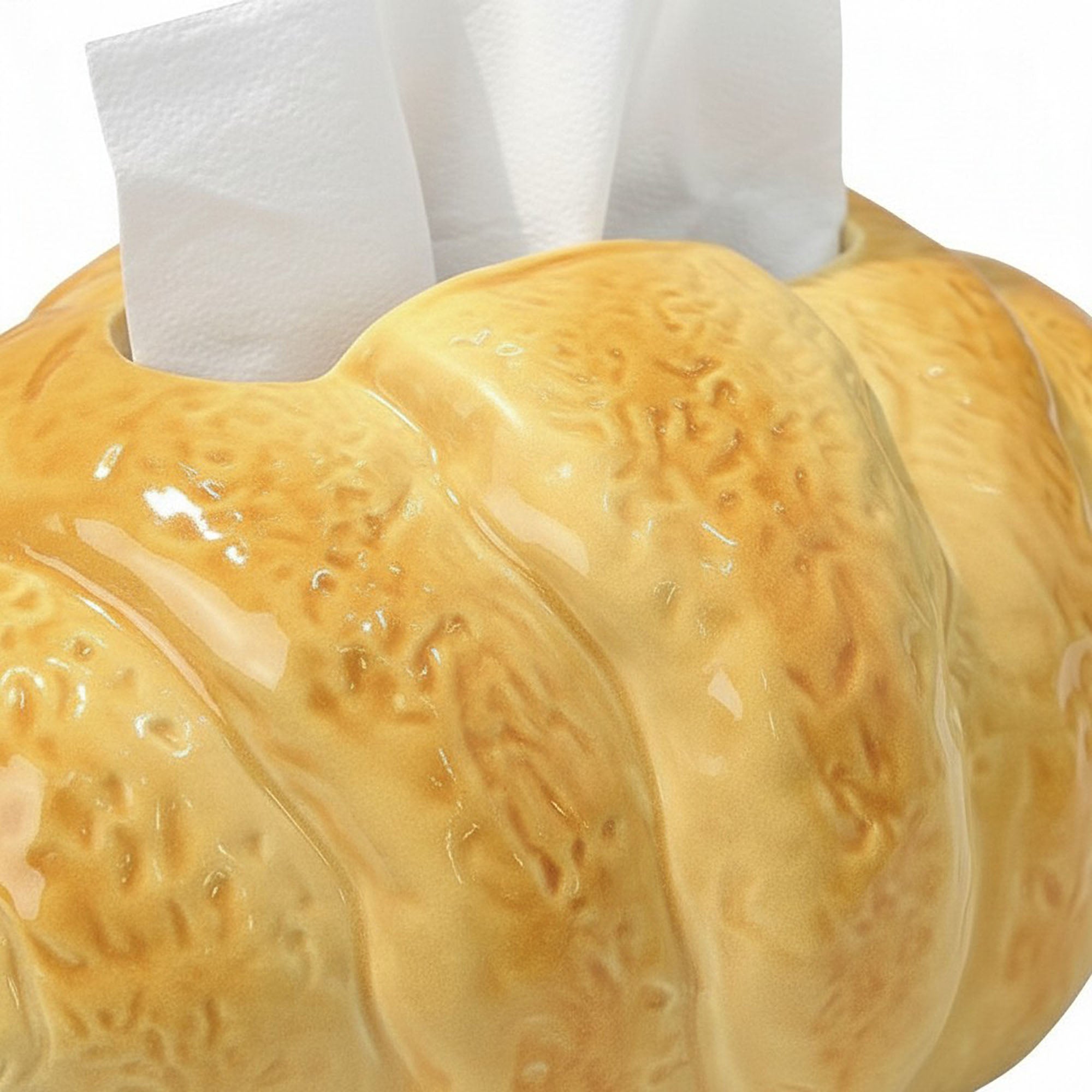 Anna-Kaci Croissant Decorative Tissue Box Cover with Textured Pastry Design