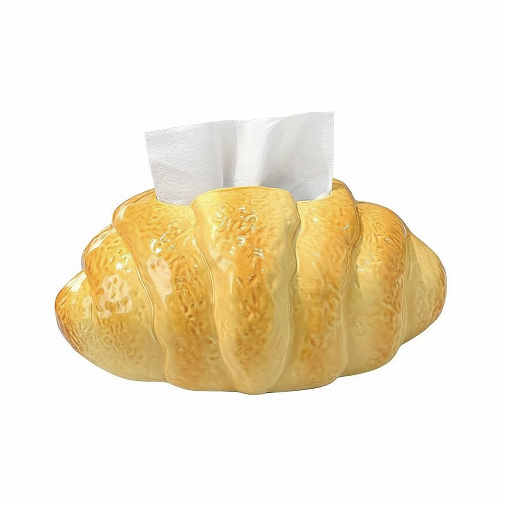 Anna-Kaci Croissant Decorative Tissue Box Cover with Textured Pastry Design