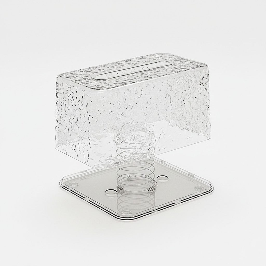Anna-Kaci Textured Clear Acrylic Tissue Box Cover with Modern Rectangular Design