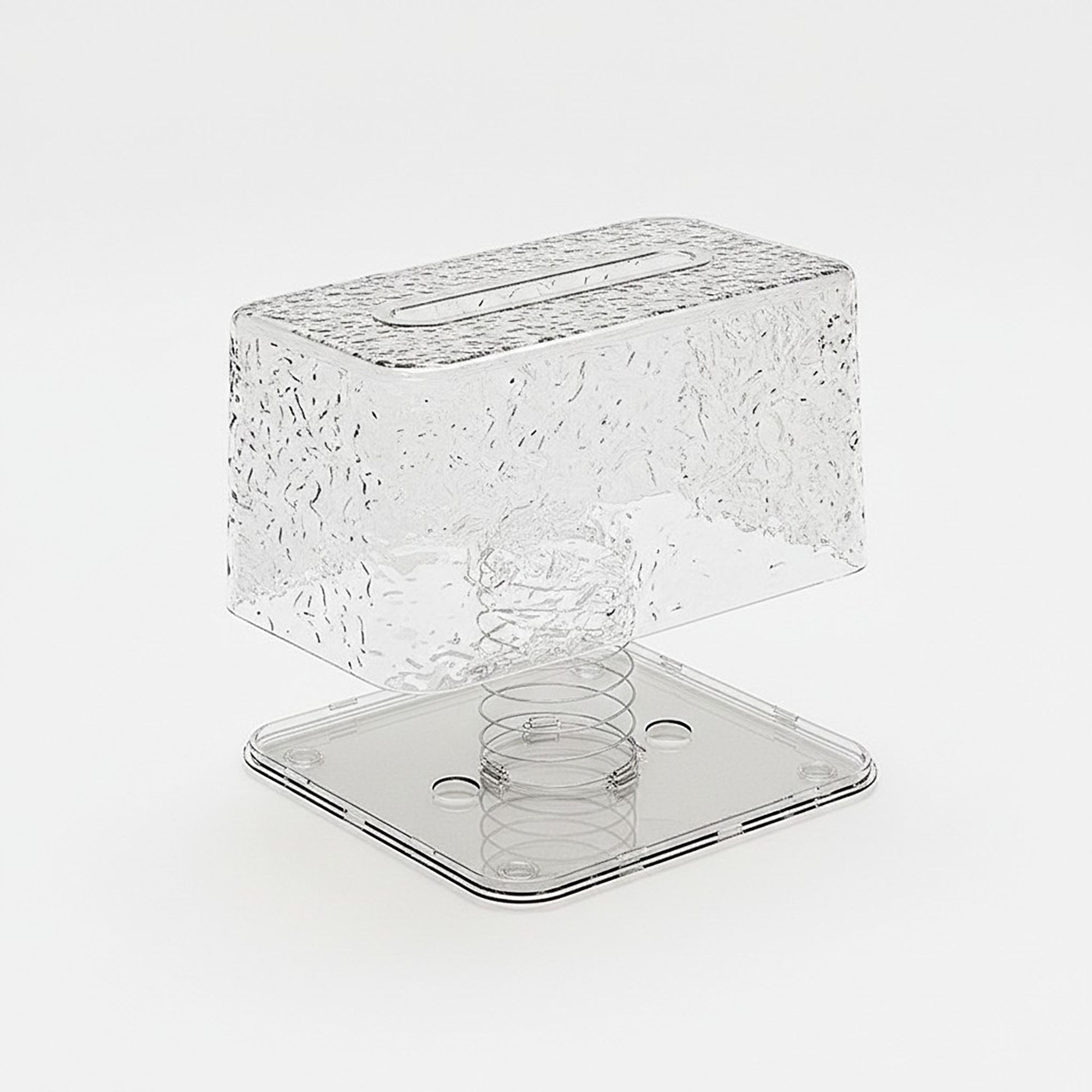 Anna-Kaci Textured Clear Acrylic Tissue Box Cover with Modern Rectangular Design