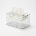Anna-Kaci Textured Clear Acrylic Tissue Box Cover with Modern Rectangular Design