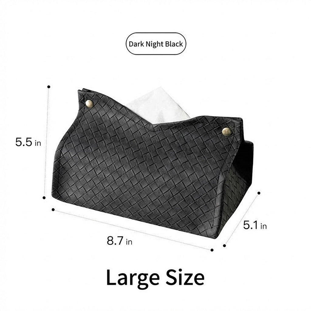 Anna-Kaci 3-piece Woven Texture Faux Leather Tissue Holder with Snap Closure Design