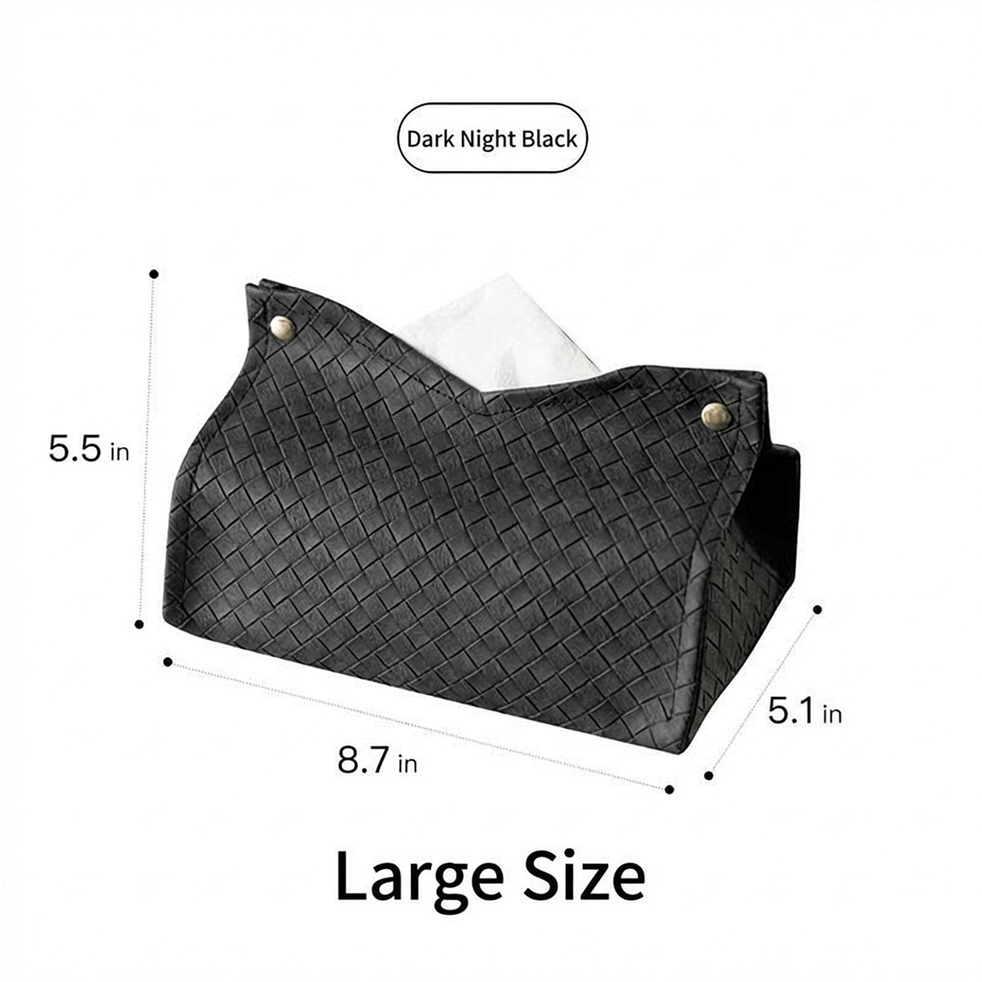 Anna-Kaci 3-piece Woven Texture Faux Leather Tissue Holder with Snap Closure Design