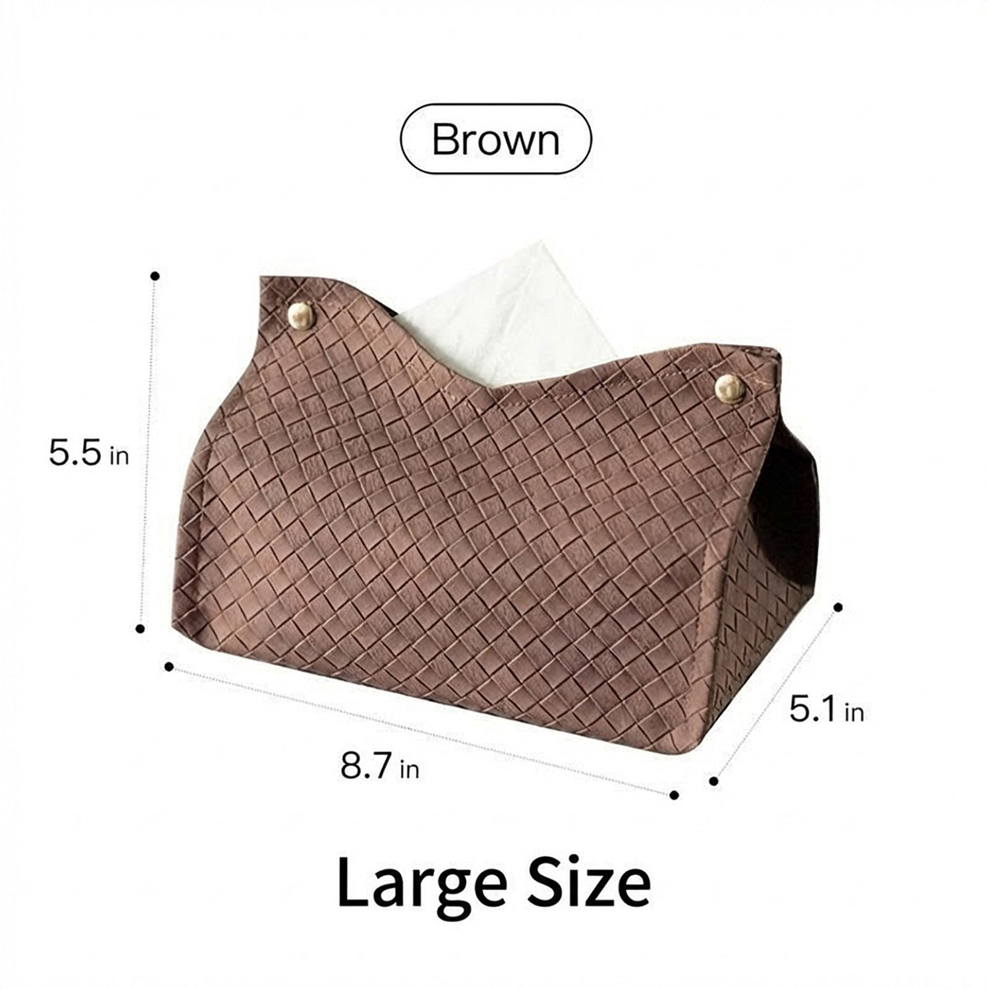 Anna-Kaci 3-piece Woven Texture Faux Leather Tissue Holder with Snap Closure Design