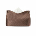 Anna-Kaci 3-piece Woven Texture Faux Leather Tissue Holder with Snap Closure Design
