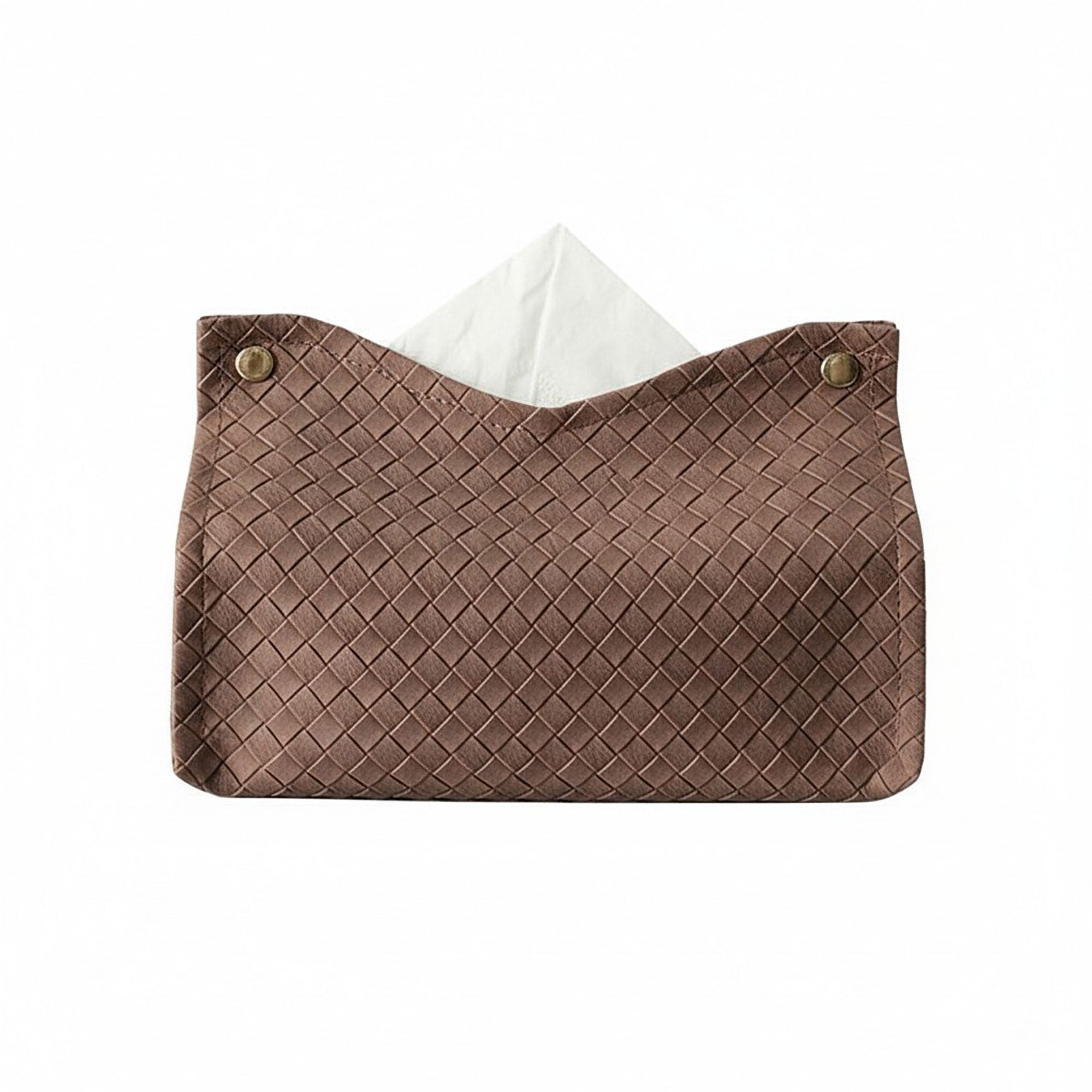 Anna-Kaci 3-piece Woven Texture Faux Leather Tissue Holder with Snap Closure Design