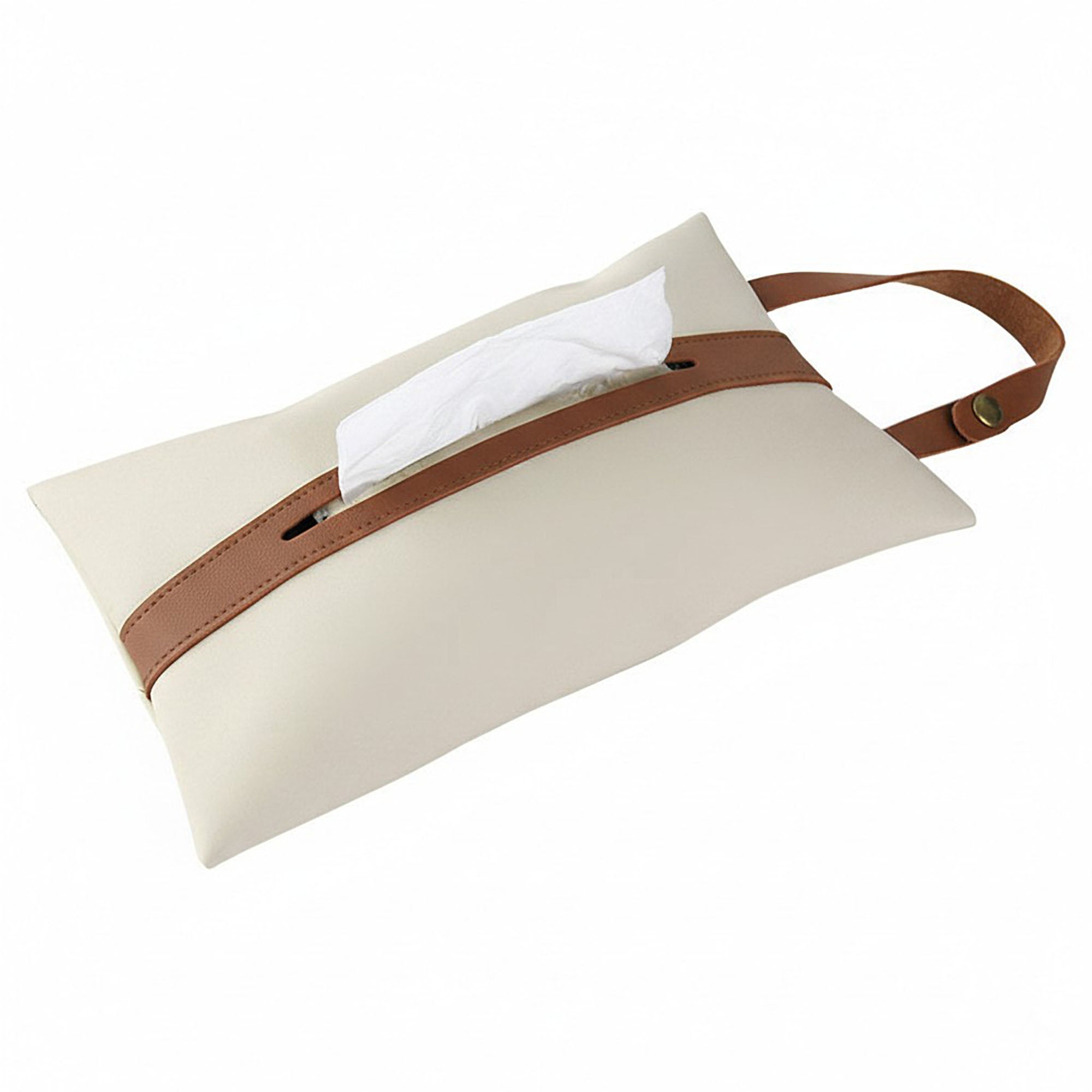 Anna-Kaci Soft Faux Leather Tissue Holder with Strap Handle and Snap Closure
