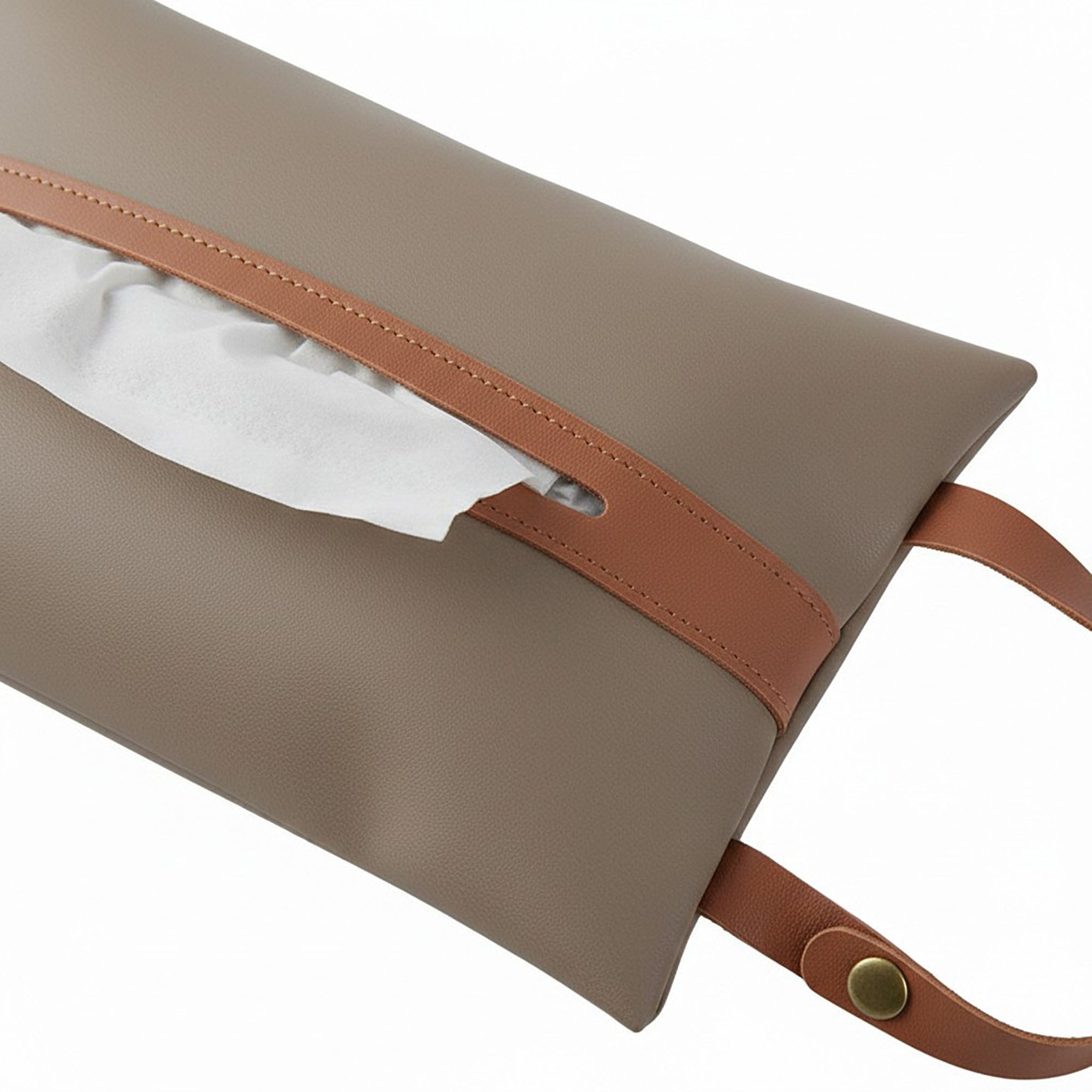 Anna-Kaci Soft Faux Leather Tissue Holder with Strap Handle and Snap Closure