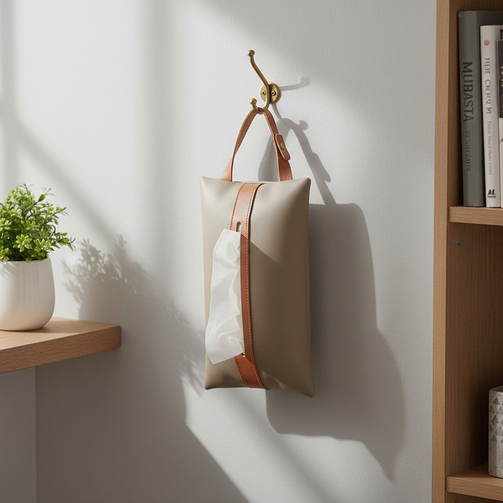 Anna-Kaci Soft Faux Leather Tissue Holder with Strap Handle and Snap Closure