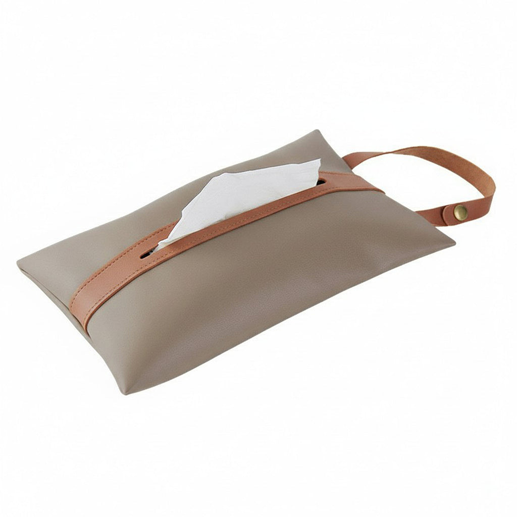 Anna-Kaci Soft Faux Leather Tissue Holder with Strap Handle and Snap Closure