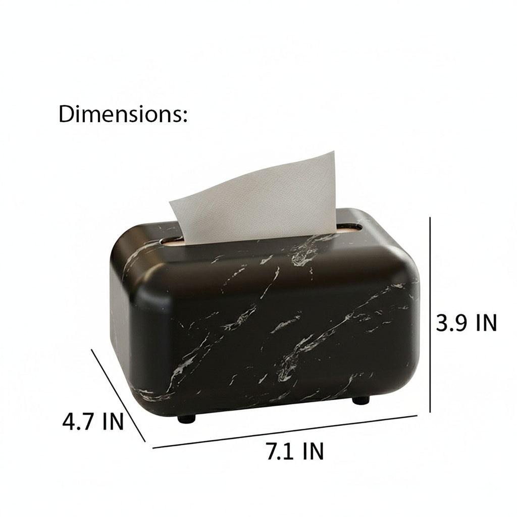 Anna-Kaci Modern Marble-Style Tissue Box Cover with Smooth Rounded Edges