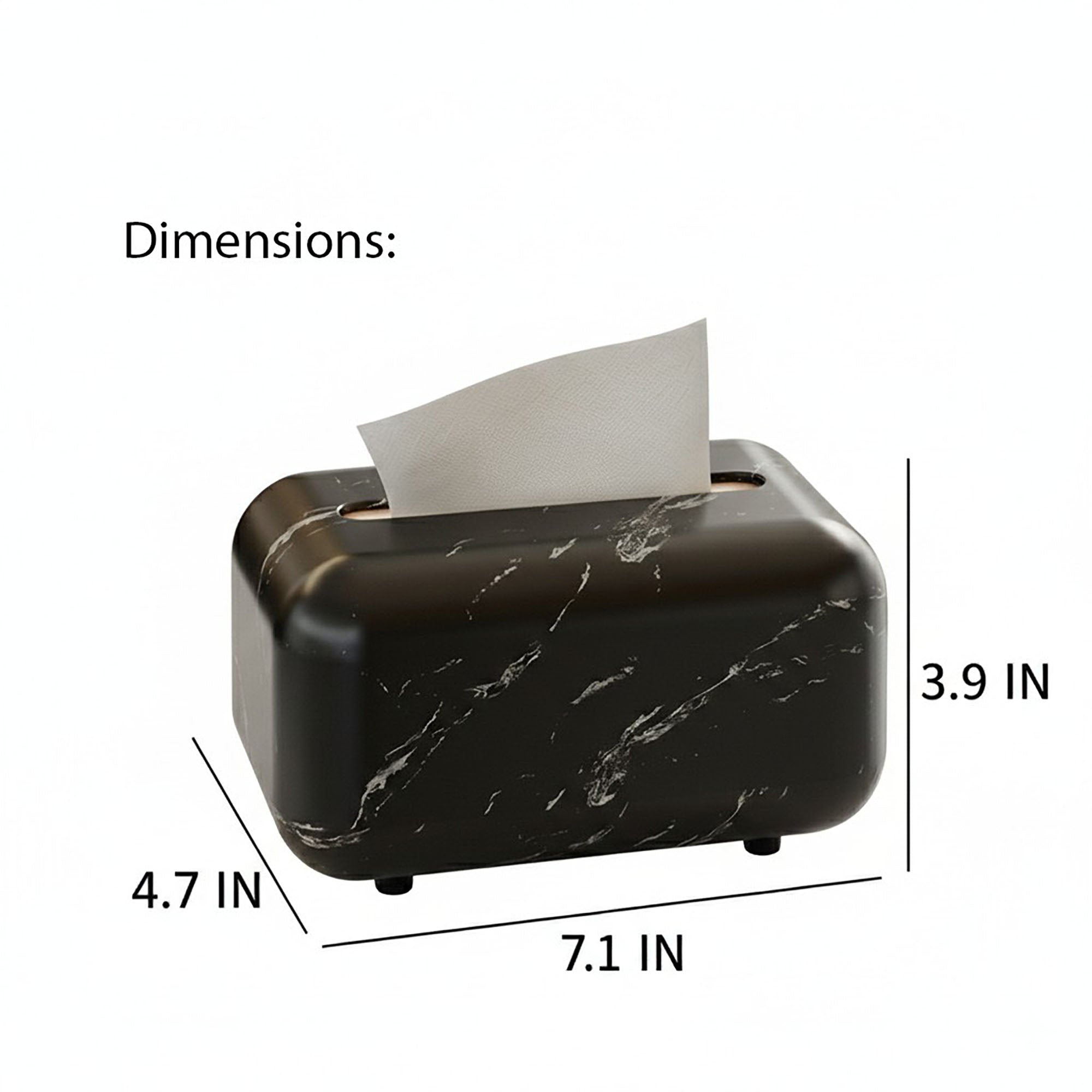 Anna-Kaci Modern Marble-Style Tissue Box Cover with Smooth Rounded Edges