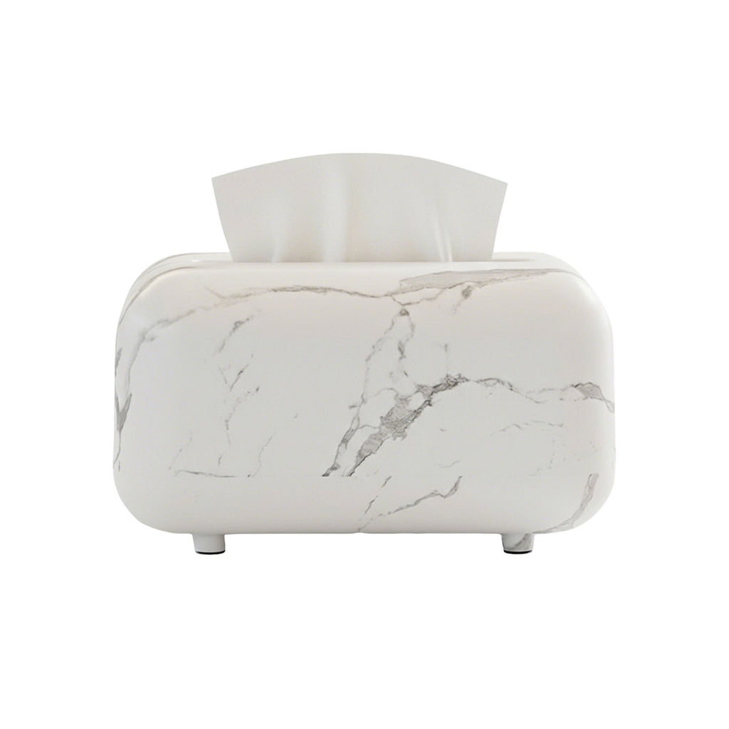 Anna-Kaci Modern Marble-Style Tissue Box Cover with Smooth Rounded Edges