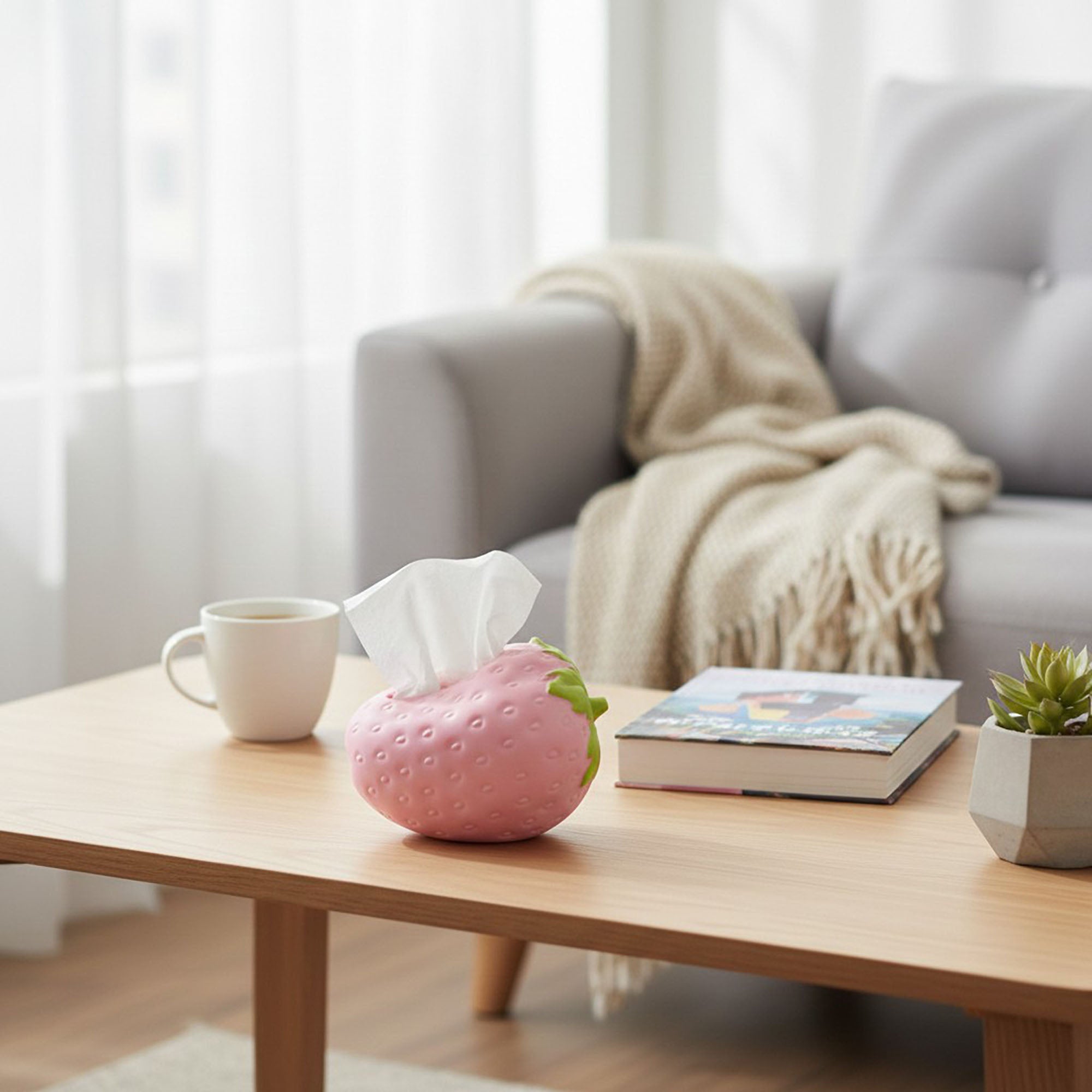 Anna-Kaci Strawberry-Shaped Decorative Tissue Holder with Textured Surface