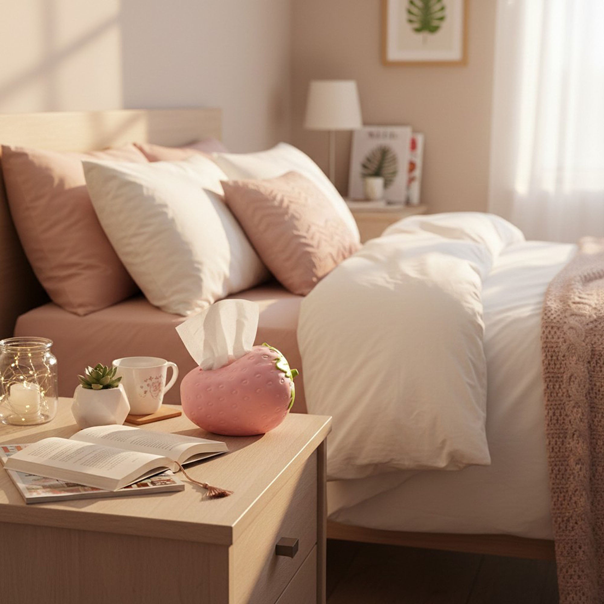 Anna-Kaci Strawberry-Shaped Decorative Tissue Holder with Textured Surface