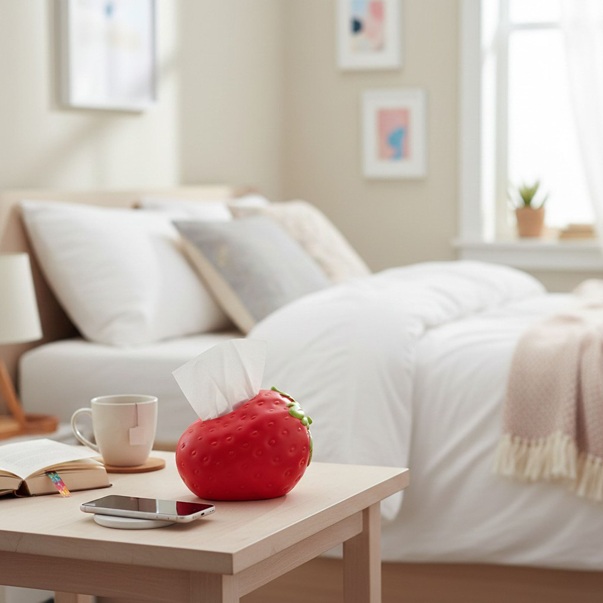 Anna-Kaci Strawberry-Shaped Decorative Tissue Holder with Textured Surface