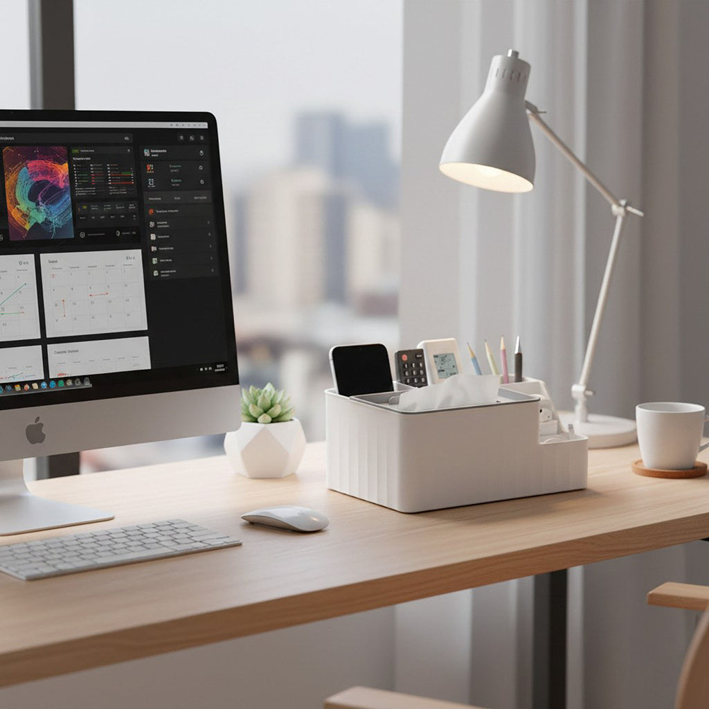 Anna-Kaci Multi Compartment Tissue Holder and Desktop Storage Organizer