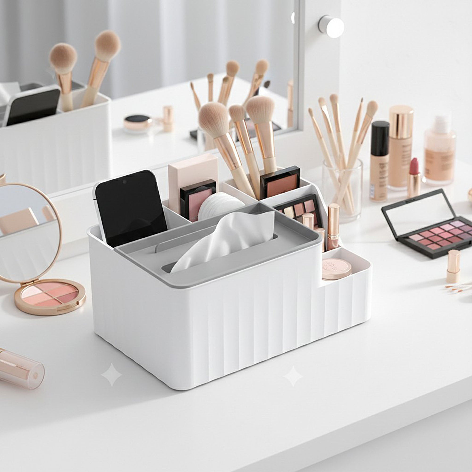 Anna-Kaci Multi Compartment Tissue Holder and Desktop Storage Organizer