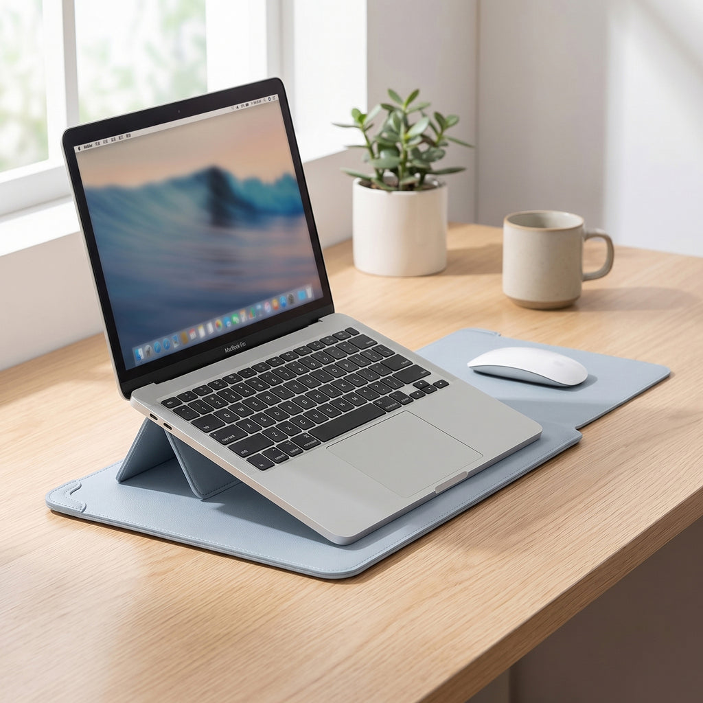 Anna-Kaci Laptop Sleeve Desk Mat Foldable Stand Case Protective Non Slip Surface Cover for Workspace