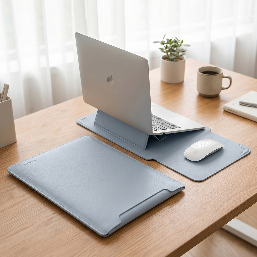 Anna-Kaci Laptop Sleeve Desk Mat Foldable Stand Case Protective Non Slip Surface Cover for Workspace