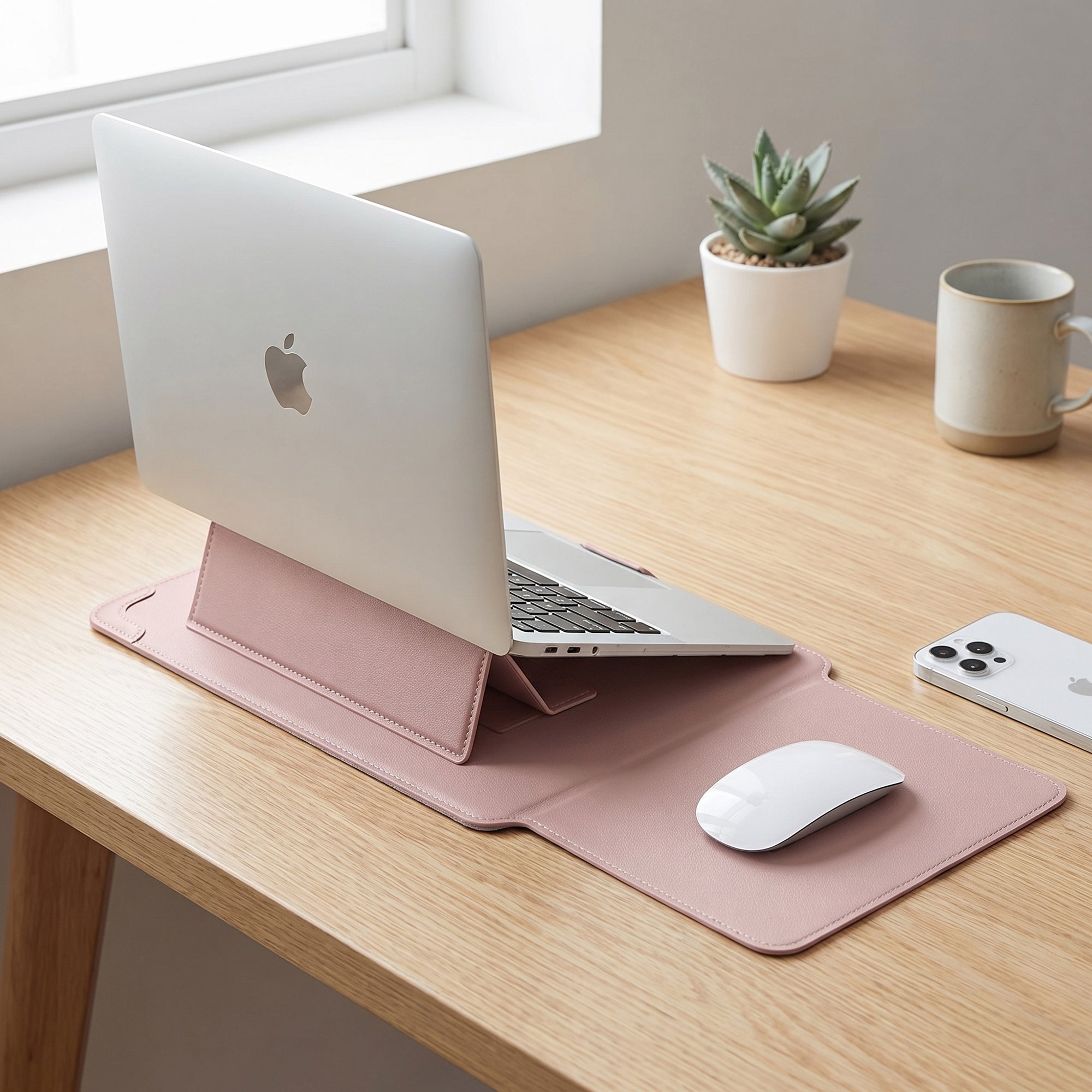 Anna-Kaci Laptop Sleeve Desk Mat Foldable Stand Case Protective Non Slip Surface Cover for Workspace