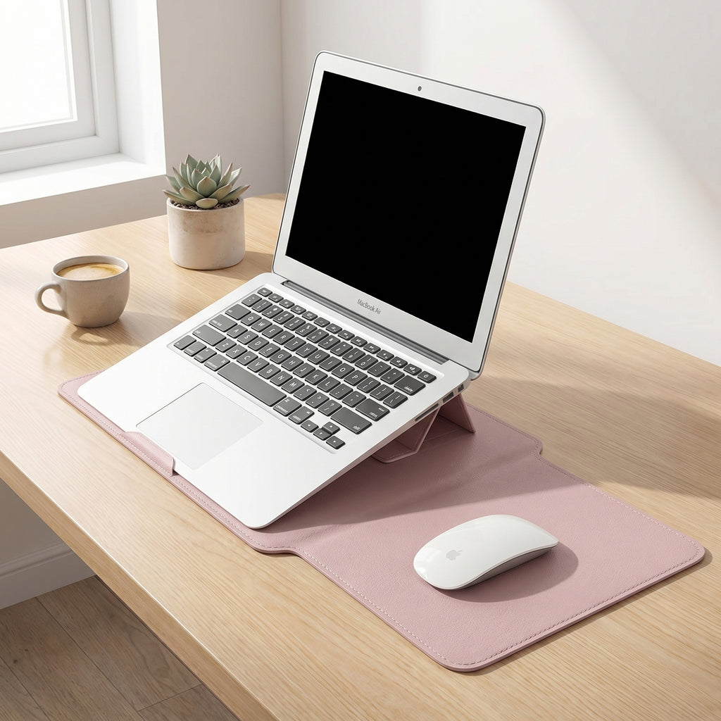 Anna-Kaci Laptop Sleeve Desk Mat Foldable Stand Case Protective Non Slip Surface Cover for Workspace