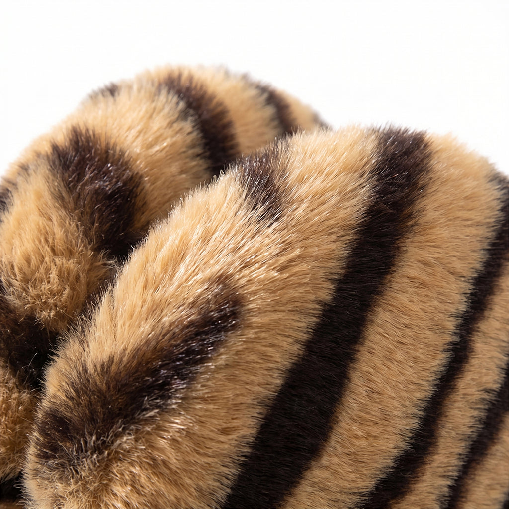Anna-Kaci Tiger Print Plush Headphone Case for AirPods Max, Cute Furry Protective Cover with Soft Lining