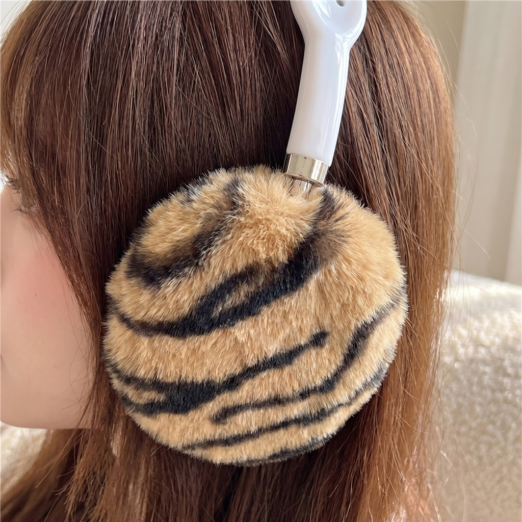 Anna-Kaci Tiger Print Plush Headphone Case for AirPods Max, Cute Furry Protective Cover with Soft Lining
