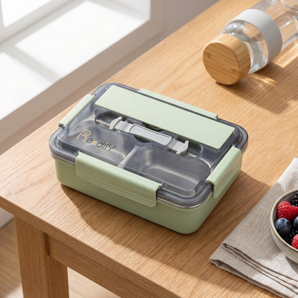 Anna-Kaci Bento Lunch Box Leakproof Food Container with Compartments Utensil Storage and Secure Lock Lid