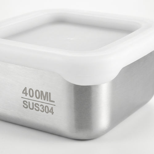 Anna-Kaci 2 Pack Stainless Steel Food Storage Container 400ml Airtight Lid Compact Meal Prep Box