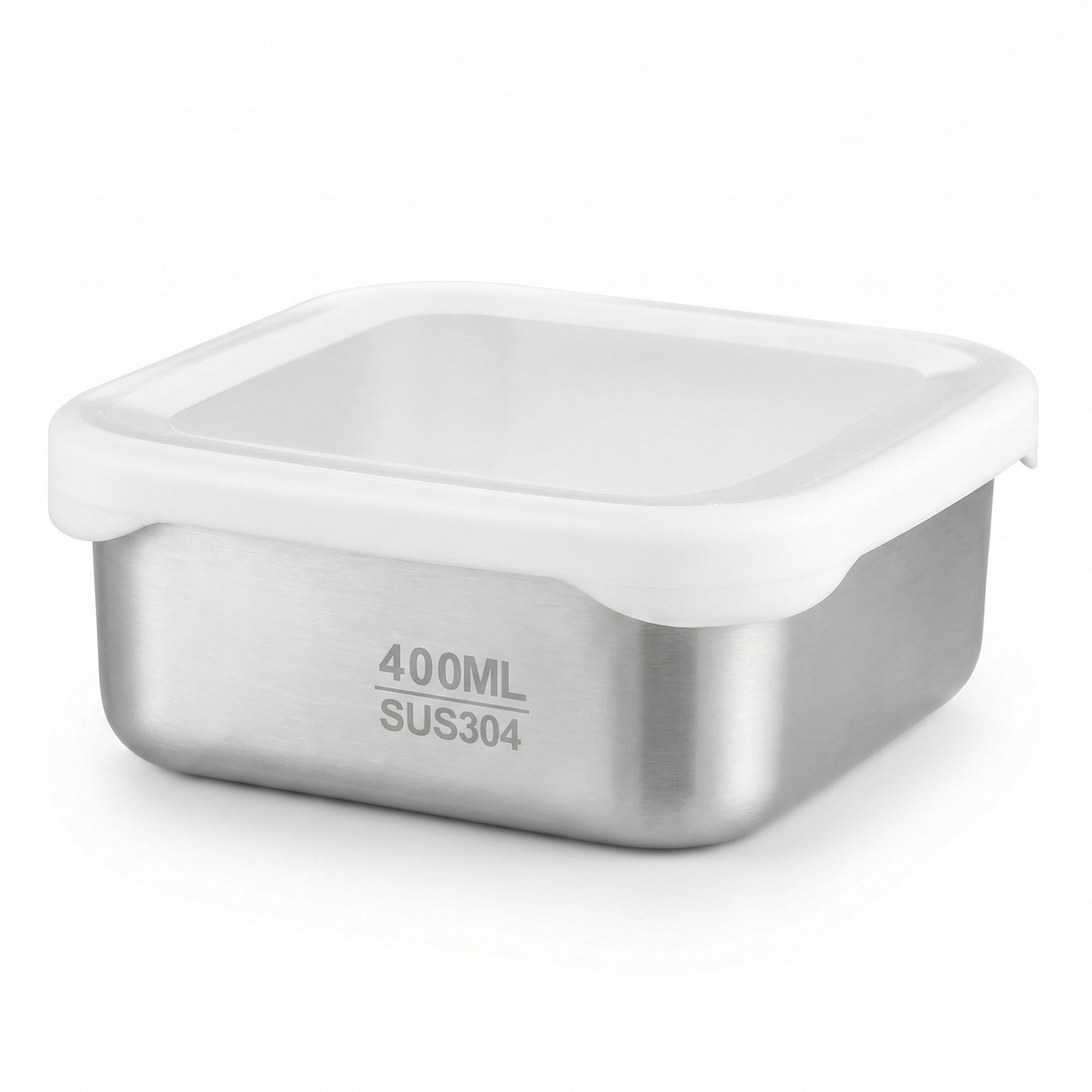 Anna-Kaci 2 Pack Stainless Steel Food Storage Container 400ml Airtight Lid Compact Meal Prep Box
