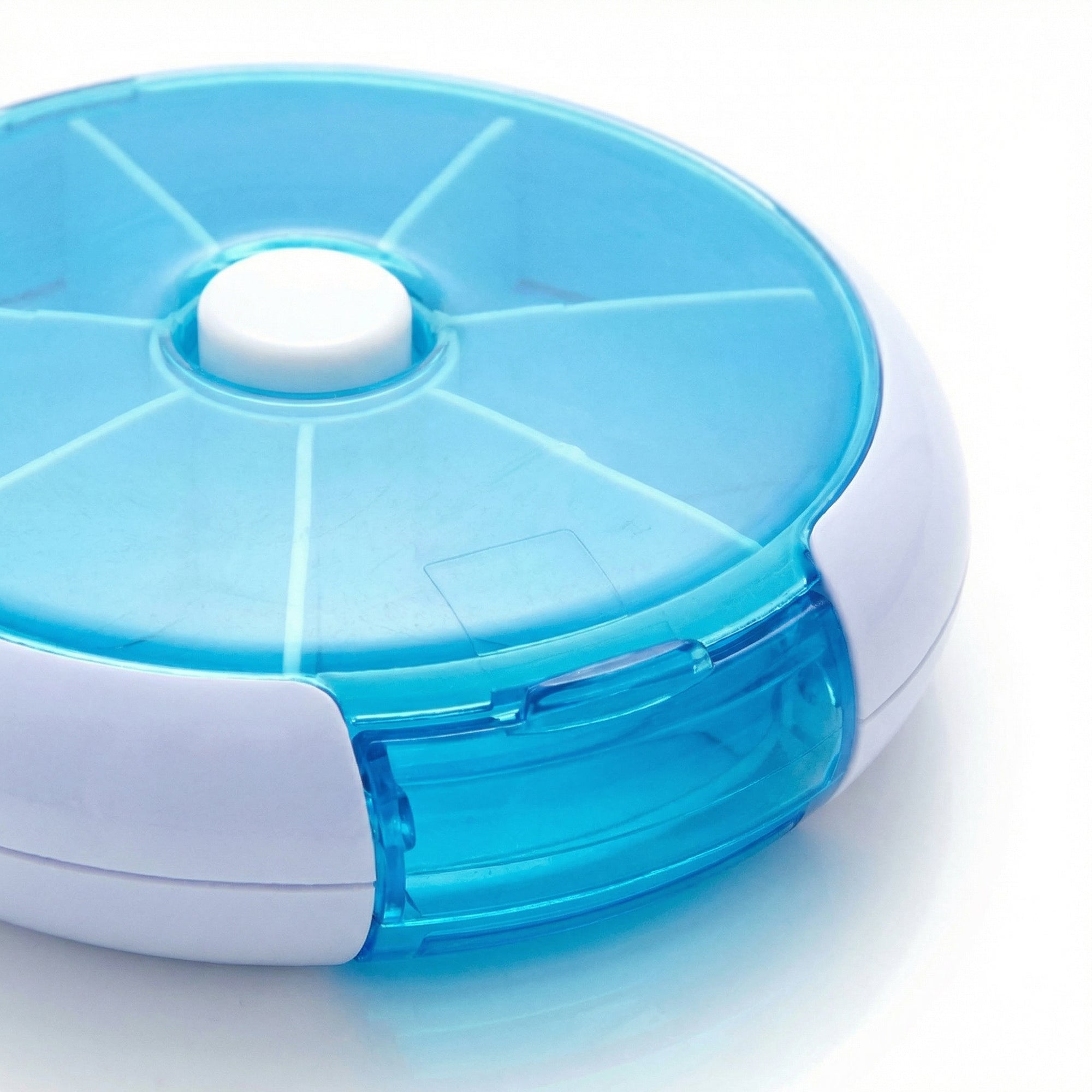Anna-Kaci 2 Pack Round Pill Organizer Travel Case with 7 Compartments Flip Lid Portable Medication Storage