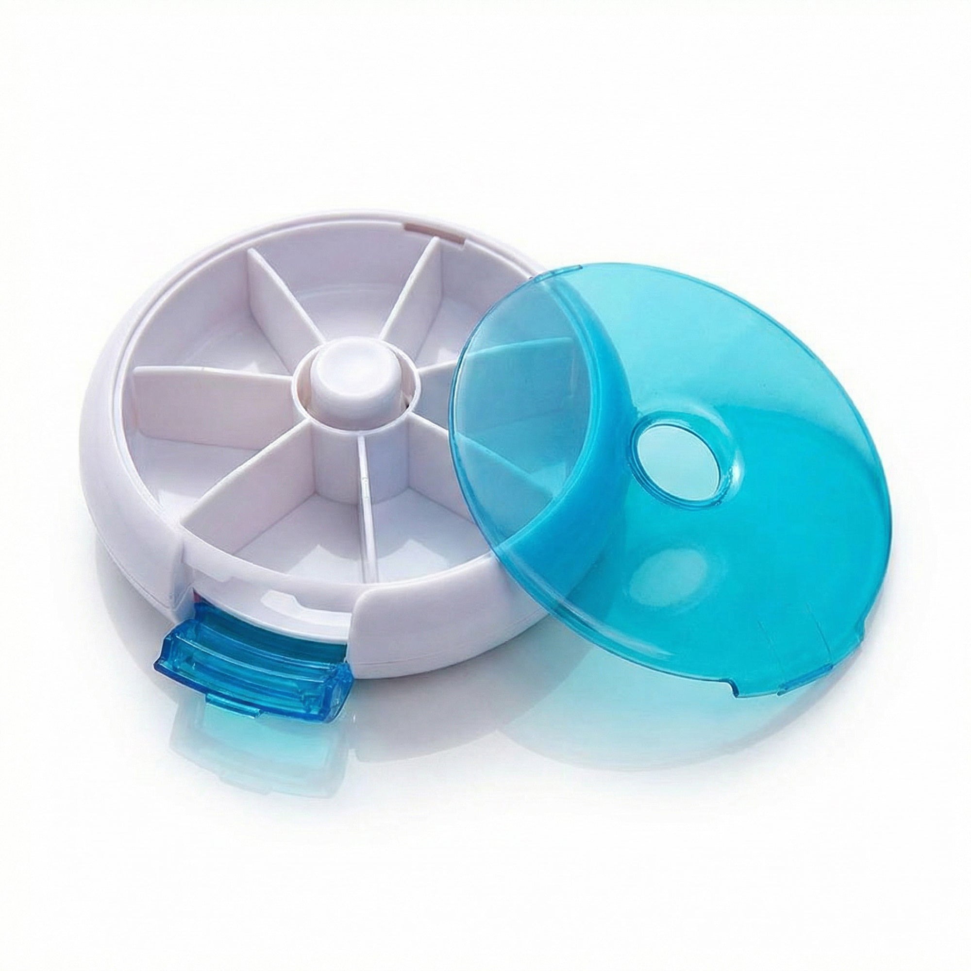 Anna-Kaci 2 Pack Round Pill Organizer Travel Case with 7 Compartments Flip Lid Portable Medication Storage