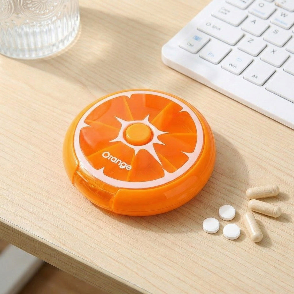 Anna-Kaci 2 Pack Round Pill Organizer Travel Case with 7 Compartments Flip Lid Portable Medication Storage