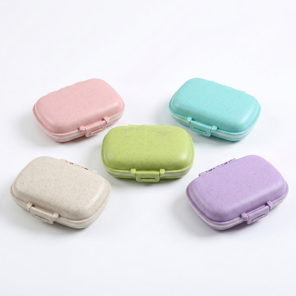 Anna-Kaci 5-Pcs Travel Pill Organizer Case Set with Multi-Compartments Portable Medication Storage Flip Lid