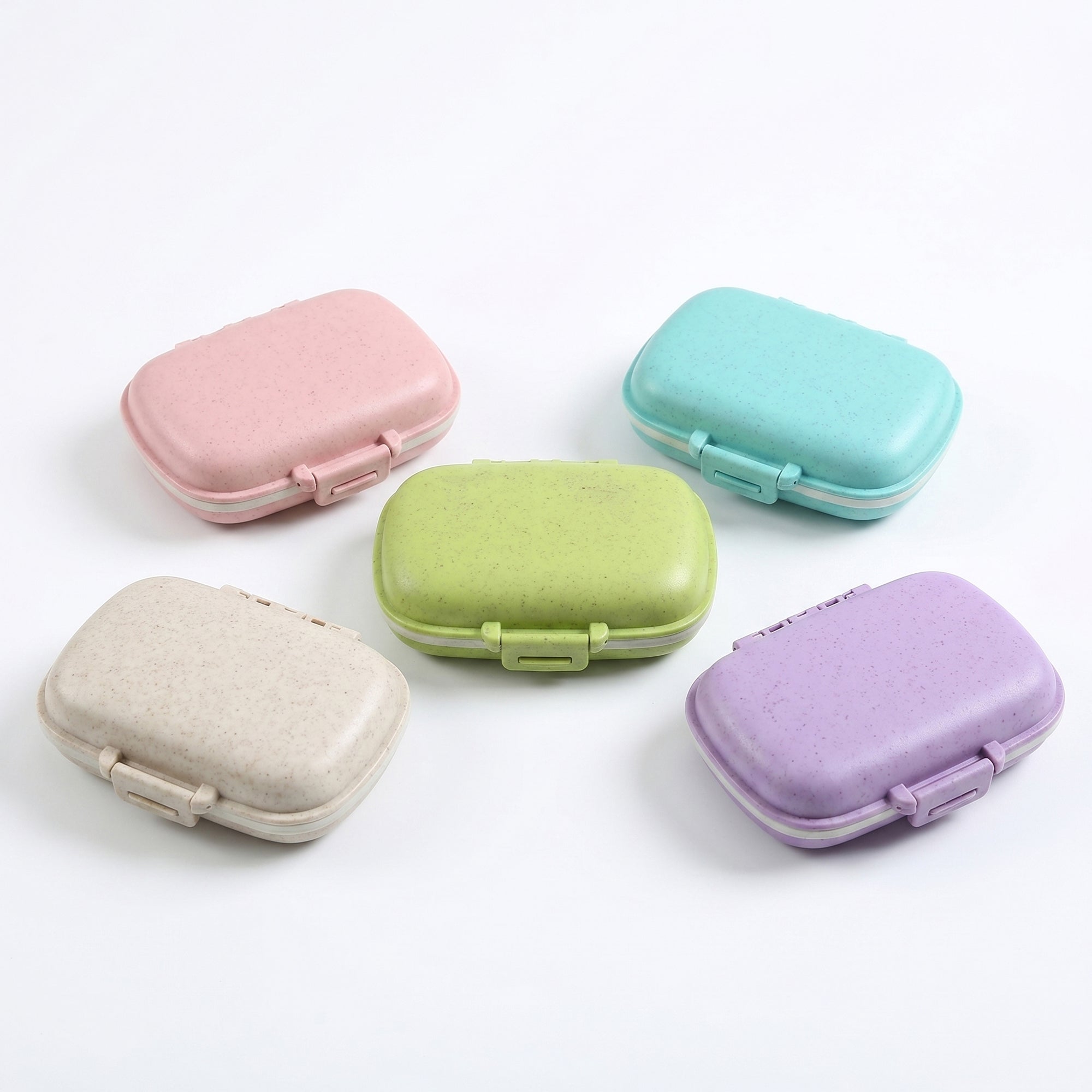 Anna-Kaci 5-Pcs Travel Pill Organizer Case Set with Multi-Compartments Portable Medication Storage Flip Lid
