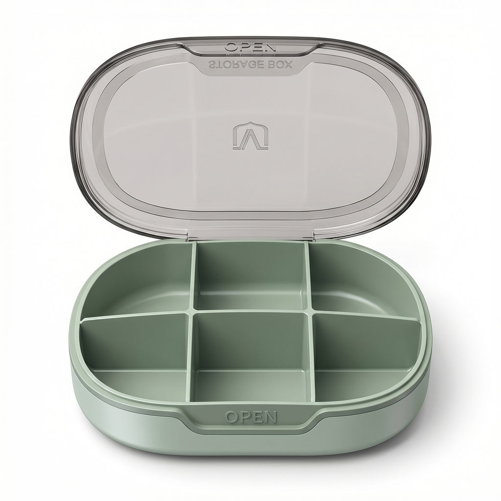 Anna-Kaci Travel Pill Organizer Case with Multi-Compartments Portable Medication Storage Flip Lid Design