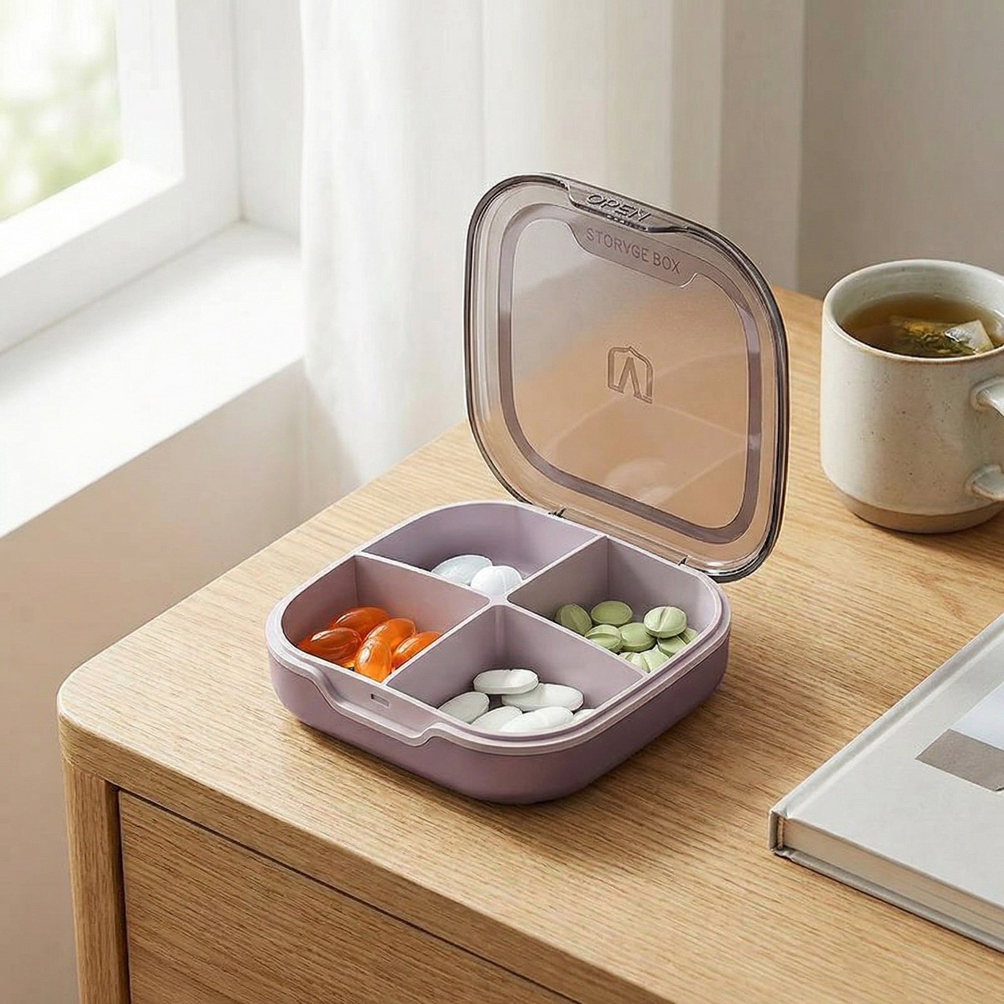 Anna-Kaci Travel Pill Organizer Case with Multi-Compartments Portable Medication Storage Flip Lid Design