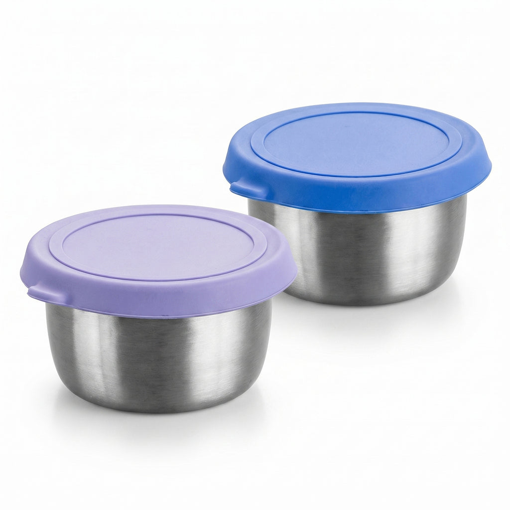 Anna-Kaci Food Storage Container Set with Stainless Steel Bowls and Silicone Lids Reusable Containers