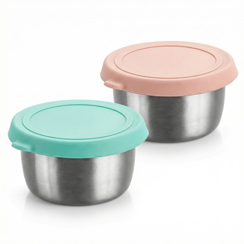 Anna-Kaci Food Storage Container Set with Stainless Steel Bowls and Silicone Lids Reusable Containers