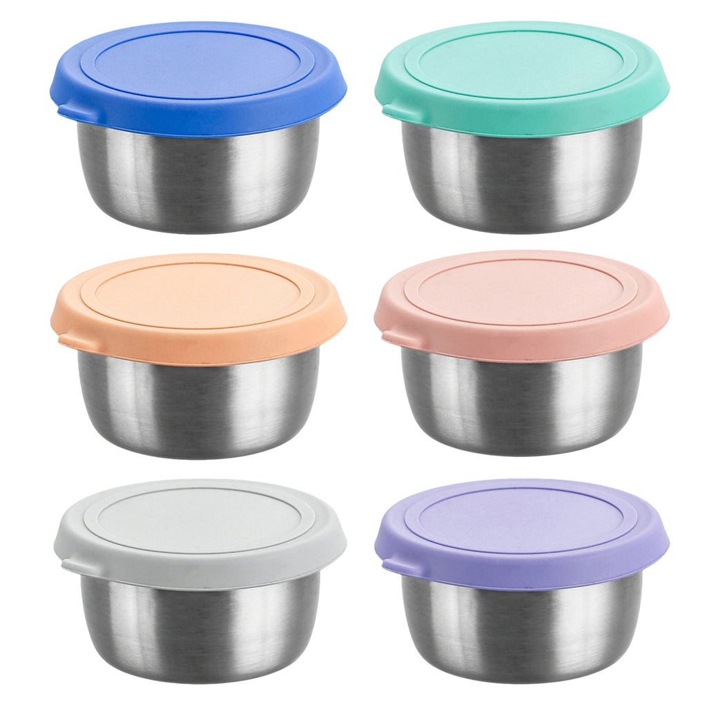 Anna-Kaci Food Storage Container Set with Stainless Steel Bowls and Silicone Lids Reusable Containers