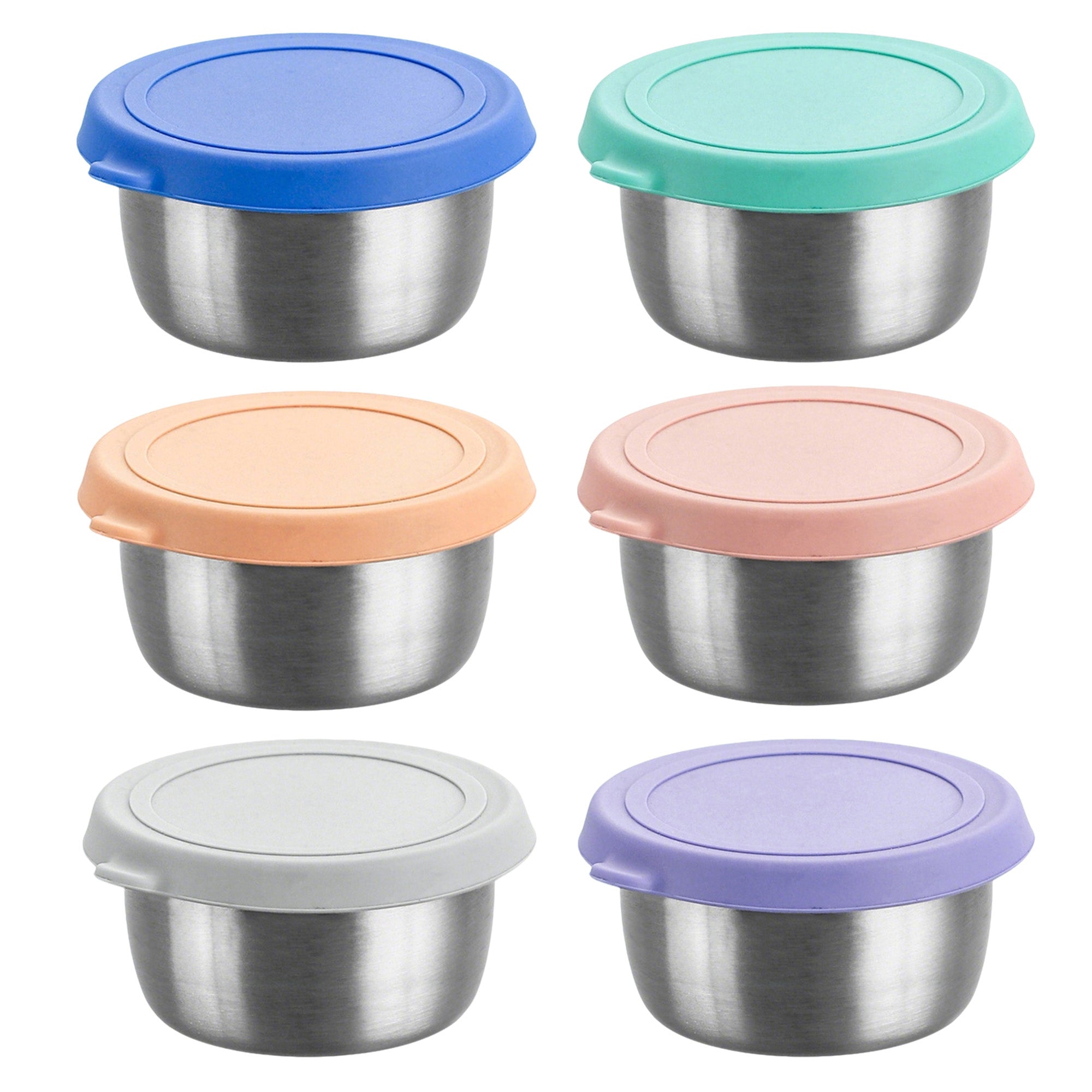 Anna-Kaci Food Storage Container Set with Stainless Steel Bowls and Silicone Lids Reusable Containers