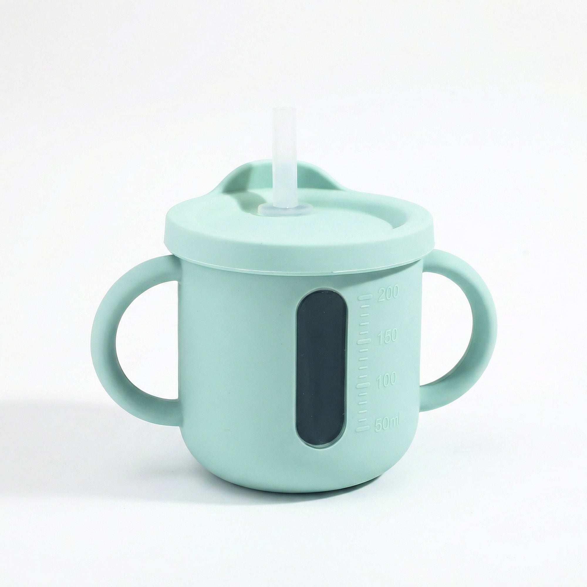 Anna-Kaci Baby Training Cup with Straw and Handles Soft Silicone Toddler Sippy Cup with Measurement Markings